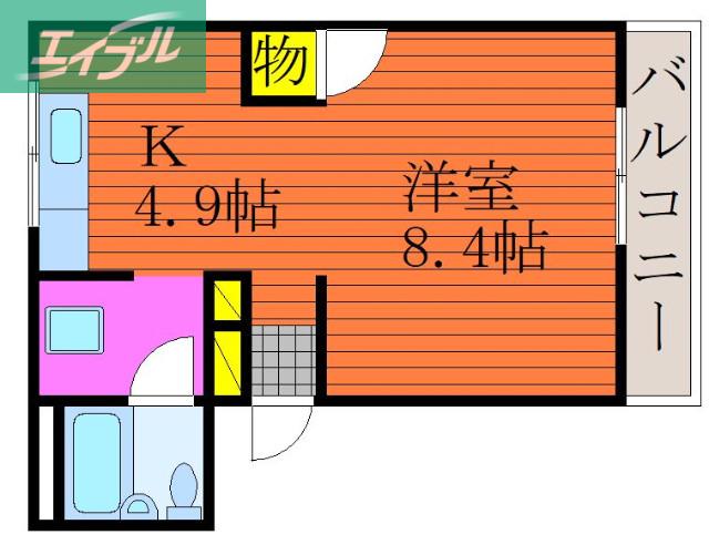 マルベリーハイツ(1K/3階)の間取り写真