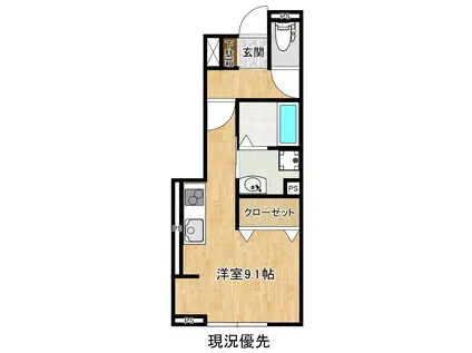 ブルースター(ワンルーム/1階)の間取り写真