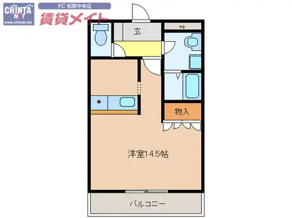 エスポワール(ワンルーム/2階)の間取り写真