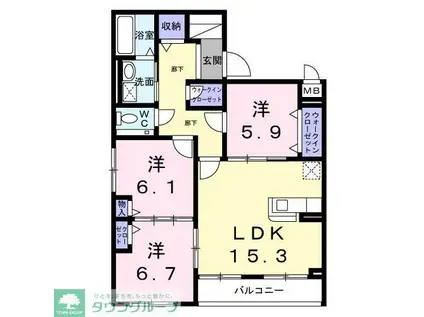セキュリティ・アパートメントII(3LDK/3階)の間取り写真