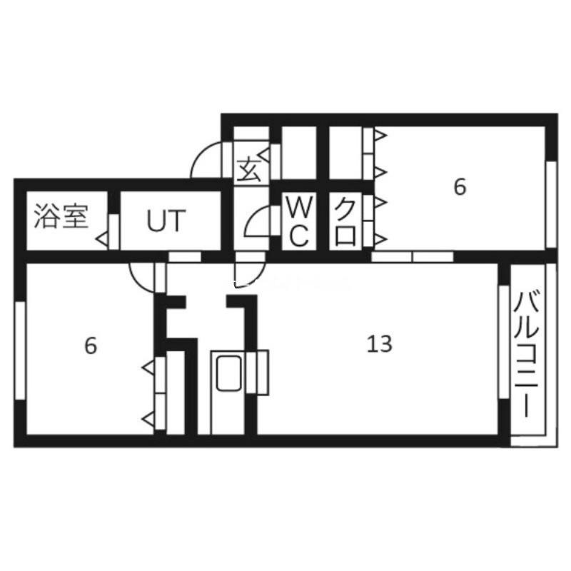 リバーサイド25(2LDK/1階)の間取り写真