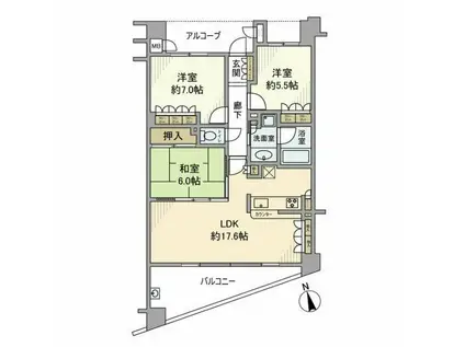 ハイコート浜田山壱丁目-2026年4月30日迄定期-(3LDK/1階)の間取り写真