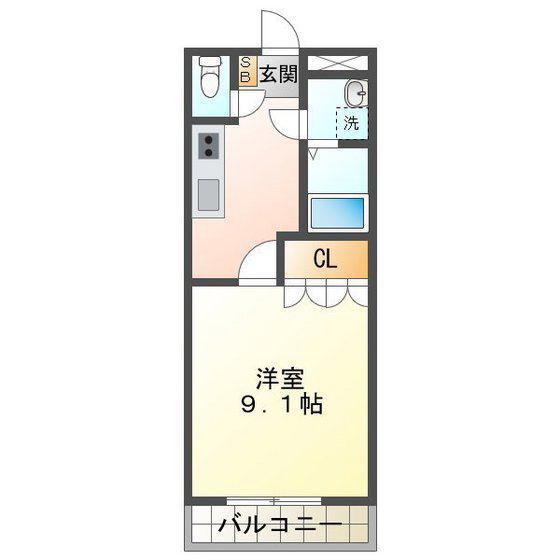 サンハイツ(1K/2階)の間取り写真