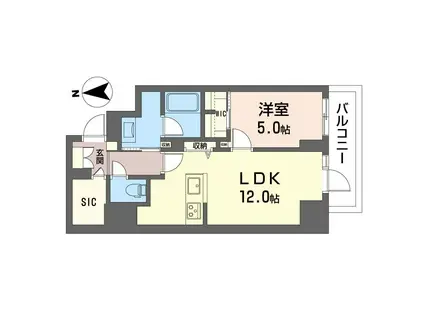 リブス本厚木(1LDK/3階)の間取り写真