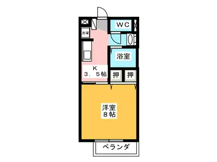 ツインアベニュー B棟(1K/1階)の間取り写真