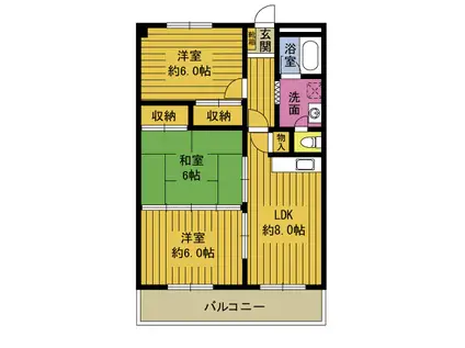 パルセそのだIII(3DK/2階)の間取り写真