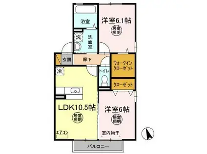 フロラシオン 西館(2LDK/2階)の間取り写真