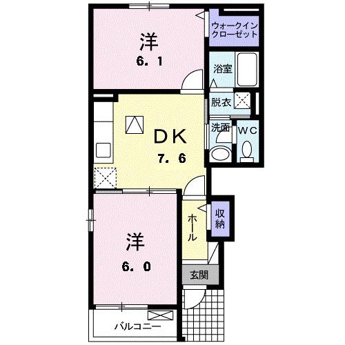 ガーデニア I(2DK/1階)の間取り写真