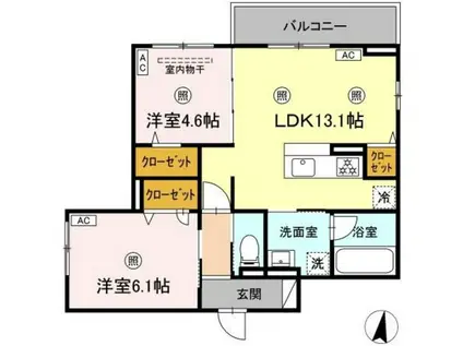CAMPANELLA温品(2LDK/3階)の間取り写真