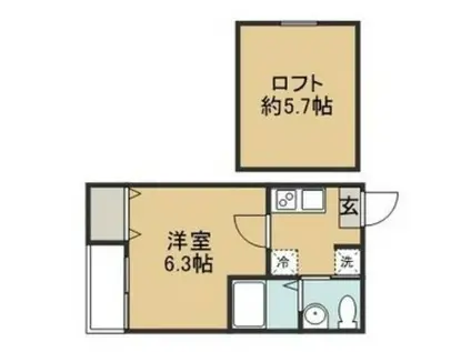 ソエル長町(1K/2階)の間取り写真