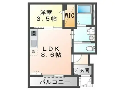 ウエスト SAWA(1LDK/1階)の間取り写真