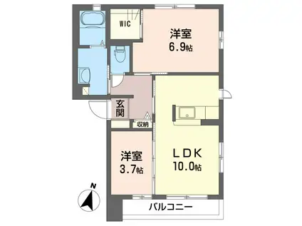 リールシティオB(2LDK/2階)の間取り写真