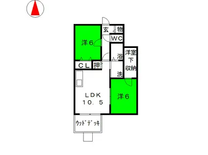 GREEN FAIRYB(2LDK/1階)の間取り写真