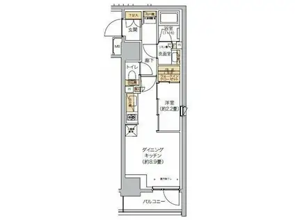 リビオメゾン西麻布(1LDK/4階)の間取り写真