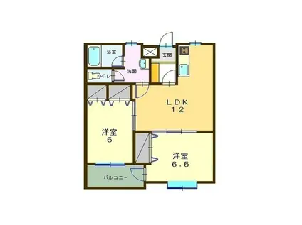 ヴィブレつばさII(2LDK/2階)の間取り写真