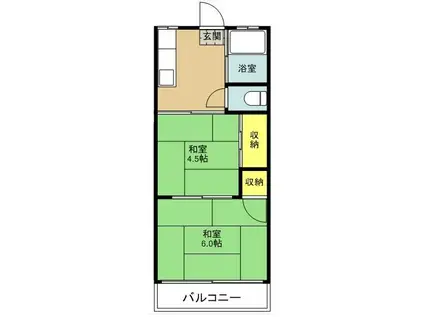 八石荘(2K/2階)の間取り写真