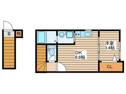 タン・ウルーズII(1DK/2階)の間取り写真