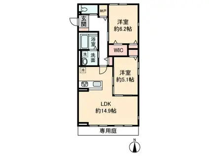 HEIM MAISON 庄内通駅東 C棟(2LDK/1階)の間取り写真