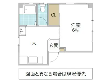 ファッショングルメビル(1DK/3階)の間取り写真
