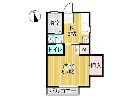 コーポアサヒ(1K/2階)の間取り写真
