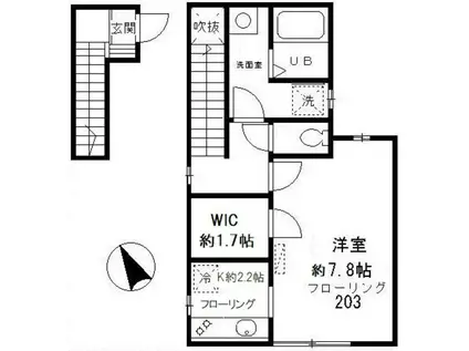 グレースM(1K/2階)の間取り写真