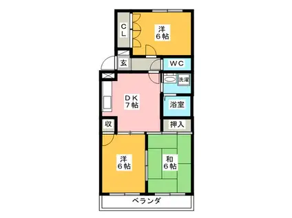 サニーコート高丘(3DK/3階)の間取り写真