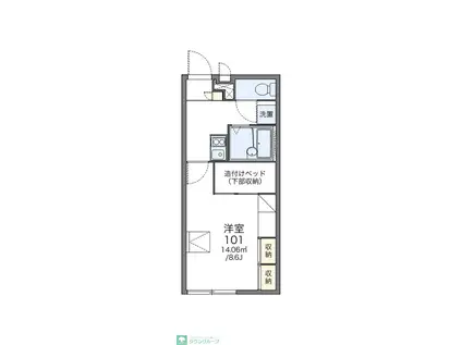 レオパレスハルシオン(1K/1階)の間取り写真