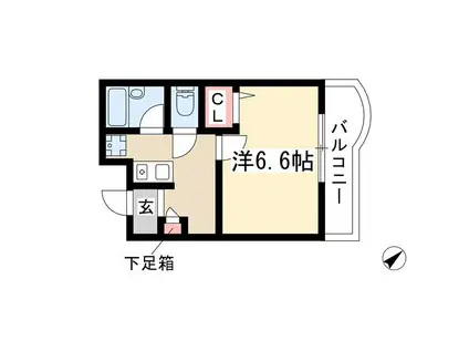 プロクシイスクエア安田通(1K/2階)の間取り写真