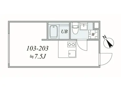 TRIAS547(1DK/2階)の間取り写真
