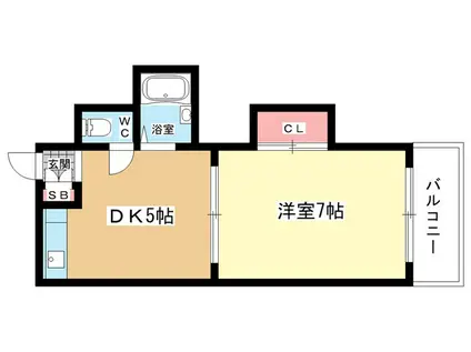 クレスティ曽根(1DK/4階)の間取り写真