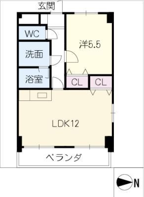 第3エステート丸万(1LDK/1階)の間取り写真
