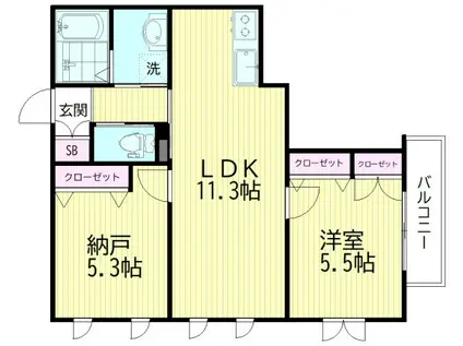 フォレスト山王(1SLDK/2階)の間取り写真