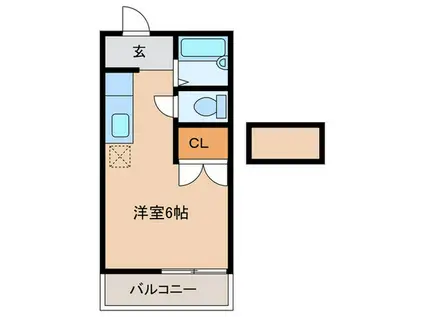 ルクール3(ワンルーム/1階)の間取り写真