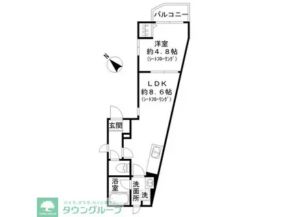 フローラ戸越公園(1LDK/1階)の間取り写真