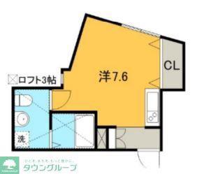 ルルーディ元住吉(ワンルーム/1階)の間取り写真