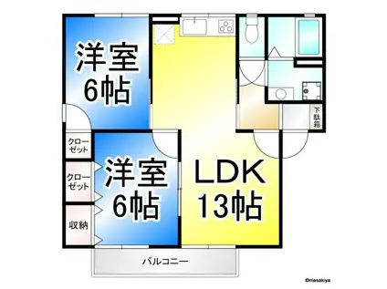 メゾンパーク東和田(2LDK/2階)の間取り写真