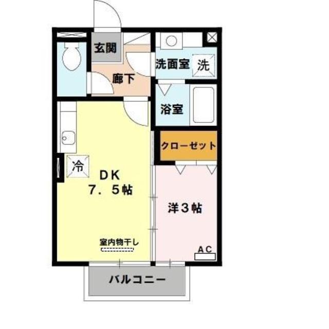 シャン・ルミエール(1DK/2階)の間取り写真