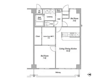 ソシエ西池袋(2SLDK/4階)の間取り写真