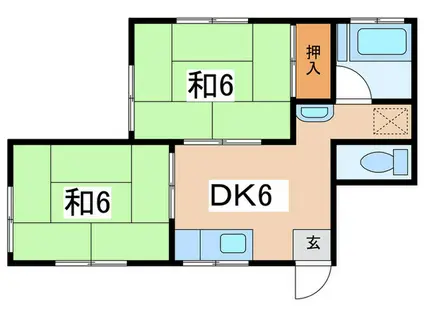 やまに荘(2DK/2階)の間取り写真