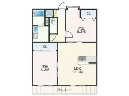グリーンパレス城南(2LDK/2階)の間取り写真