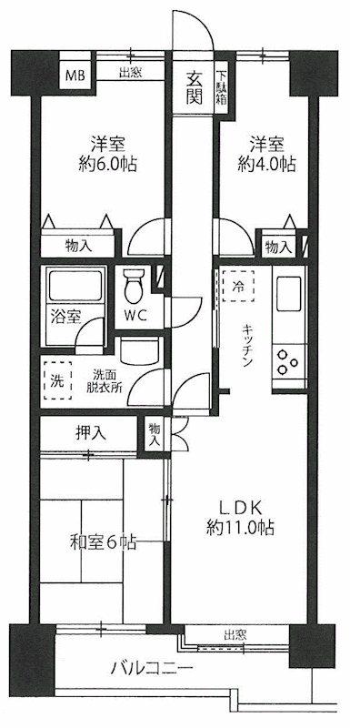 シティハイツ板橋本町(3LDK/2階)の間取り写真