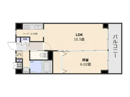 Fビル(1LDK/4階)の間取り写真