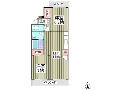 行田ハイツ2号棟(2LDK/1階)の間取り写真