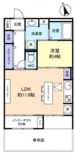 パークエステート I(1LDK/1階)の間取り写真
