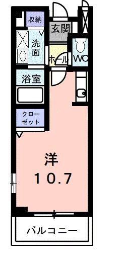 エスポワール土居B(ワンルーム/2階)の間取り写真