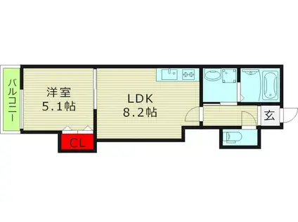 ピレーネ諸口(1LDK/1階)の間取り写真