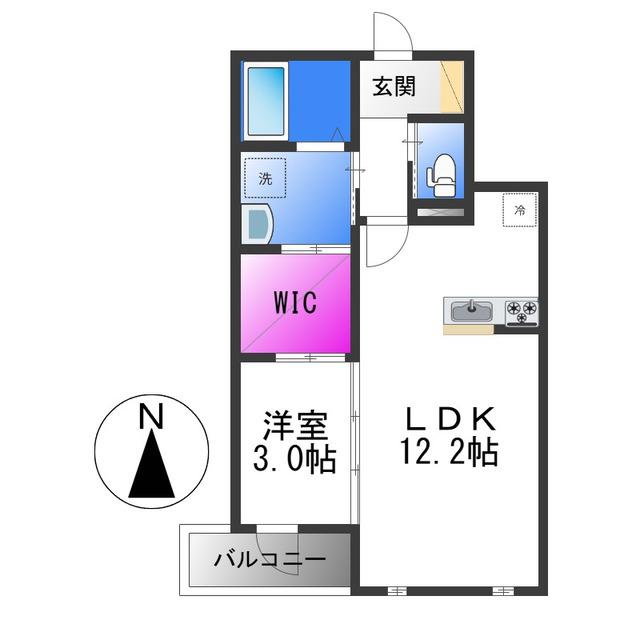 ADONISCOURTPARTII(1LDK/2階)の間取り写真