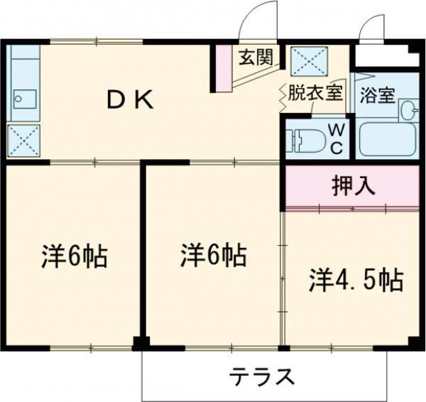 シティーハイツEI-II(3DK/1階)の間取り写真