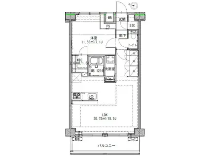 ニューミラ明大前(1LDK/7階)の間取り写真