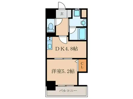 THE SQUARE PLATINAM RESIDENCE(1DK/4階)の間取り写真